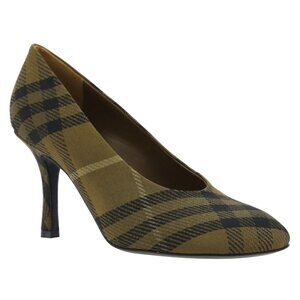 NIB! Burberry Baby Check Knit Stiletto Pump in Furrow/Olive Green - 38 (8)